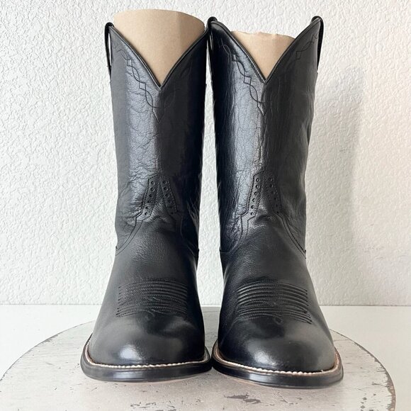 Rod Patrick Mens Cowboy Boots 9.5EE Black Buffalo Western Round Bex Toe 11" Tall - Picture 5 of 12